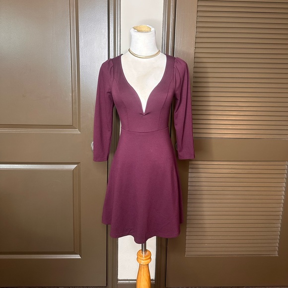 Dresses & Skirts - EXPRESS | Maroon Skater Dress